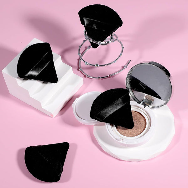 Pimoys 6 Pcs Powder Puff Face Soft Triangle Makeup Puff Velour Makeup Sponge Beauty Blender Mother'S Day Gifts for Loose Powder (Black)