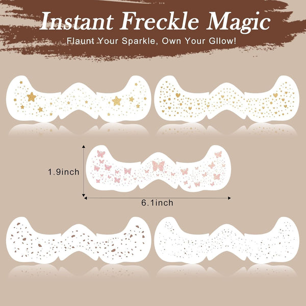 Face Glitter Freckles Makeup Patches - 10 Count, Cute Sparkling Fake Freckles Stickers for Women Festivals, Concerts, Parties, and Cosplay