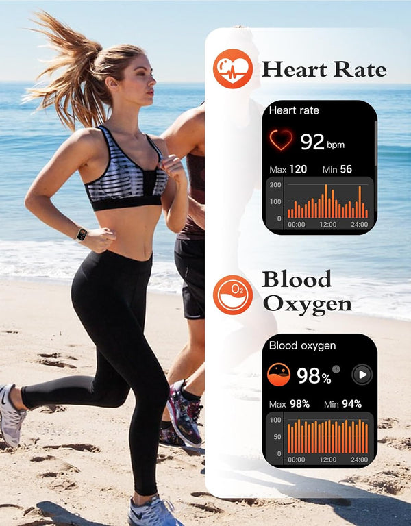 RUIMEN Smart Watches for Women Men (Answer/Make Calls), 1.8" Smartwatch for Ios/Android Phones, Fitness Tracker Heart Rate/Sleep Monitor Digital