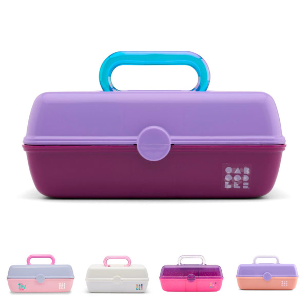 Caboodles Pretty in Petite Makeup Box, Hard Plastic Organizer Box, 2 Swivel Trays, Fashion Mirror, Secure Latch for Safe Travel