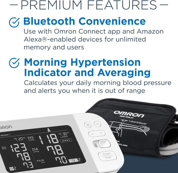 OMRON Platinum Blood Pressure Monitor, Upper Arm Cuff, Digital Bluetooth Blood Pressure Machine, Stores up to 200 Readings for Two Users (100