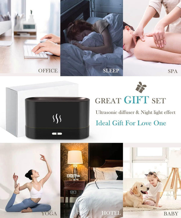 Flame Air Diffuser Humidifier,Upgraded Scent Diffuser for Essential Oils,Ultrasonic Aromatherapy,Fire Mist Humidi with 2 Brightness,Auto-Off