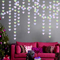 Iridescent Disco-Holographic Heart Garland - 52Ft Wedding Hanging Decoration Neon Streamers Banner, Perfect for Bridal Shower, Birthday, Baby