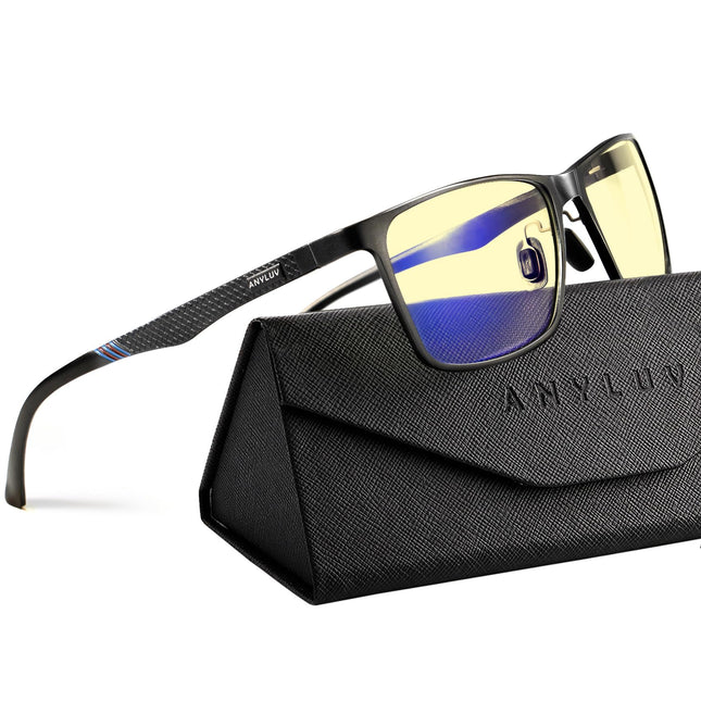 ANYLUV Blue Light Glasses Men/Women, Al-Mg Metal Computer Blue Light Blocking Glasses, Relieve Eyestrain and Eye Protect