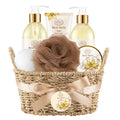 Bath and Body Warm Vanilla Sugar Spa Gifts for Women, with Shower Gel, Bubble Bath, Body Lotion, Bath Bomb, Bath Salt, Spa Basket Gift Set for