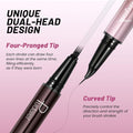 2-In-1 Curved Eyebrow Pen and Eyeliner with 10Pcs Brow Stencils, Microblading Eyebrow Pencil with 4 Fork-Tip and Curved Precise Tip, Waterproof