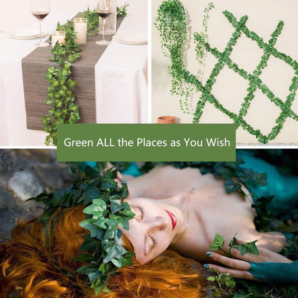 Comtelek 252 FT Artificial Ivy 36 Pack Ivy Vine Garland Ivy Leaves Greenery Garlands Clip Hanging Fake Leaf Plants Faux Green Flowers Decor Home