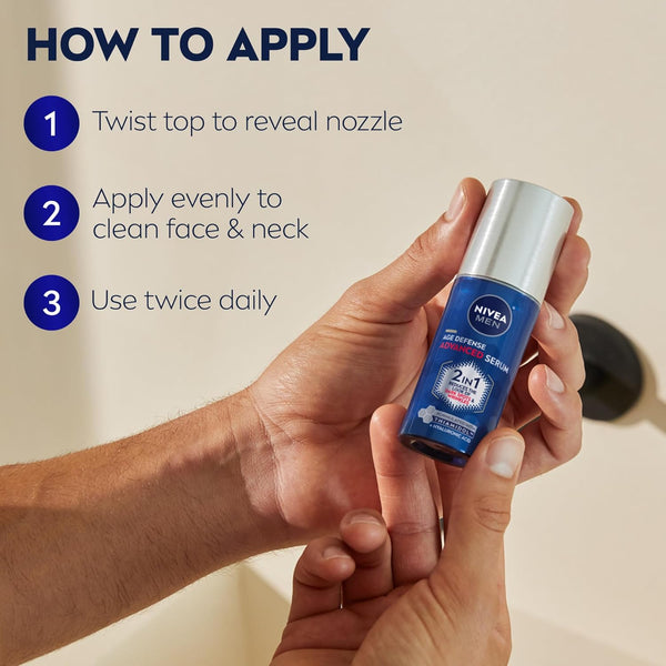 NIVEA MEN Age Defense Advanced Face Serum for Dark Spots with Thiamidol (TM) + Hyaluronic Acid, Skin Care Gifts for Dad, Helps Reduce Look of Dark
