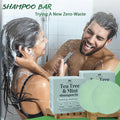 Tea Tree & Mint Shampoo Bar - Natural Hair Cleanser with Invigorating Oils, Sulfate-Free & Vegan, Suitable for All Types, Zero-Waste Care, 3.2 Oz