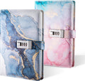 Diary with Lock, A5 Lockable Journal, PU Leather Combination Lock Diary, Lock Diary Planner Organizer for Men and Women, Office Product 8.6 X 5.9