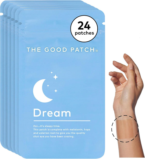 The Good Patch Plant Powered Sleep Support - Sustained Release Dream Patch with Melatonin, Hops, Valerian Root (24 Total Patches)