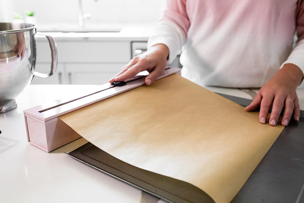 Chicwrap Rose Marble Parchment Paper Dispenser - Includes 15"X 33' (42 Sq. Ft) Roll Unbleached Baking, Cooking & Culinary Paper - Reusable
