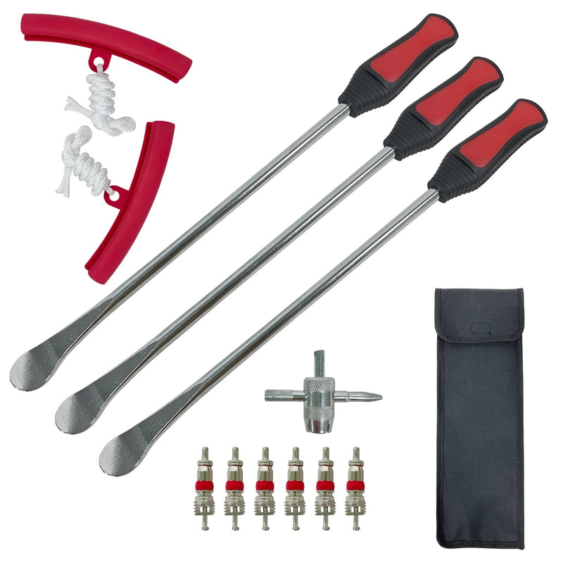 Sutekus 14.5" Tire Spoons Tool Kit Lever Mount/Demount Iron with Tire Valve and Rim Protectors for Auto Motorcycle Dirt Bike Lawn Mower Tractor