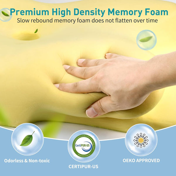 Cervical Pillow for Neck Pain Relief, Ergonomic Neck Pillow for Sleeping Contour Memory Foam Pillows with Cooling Pillowcase, Orthopedic Bed