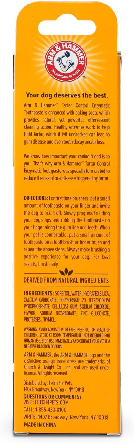 Arm & Hammer for Pets Tartar Control Enzymatic Toothpaste for Dogs Reduces Plaque & Tartar Buildup Safe for Puppies Beef Flavor, 2.5 Ounces Dog