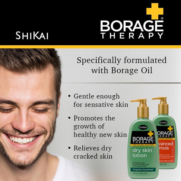 ShiKai Borage Therapy Dry Skin Lotion Body Moisturizer (16 oz) Unscented Skincare | Hydrating Lotion for Dry Hands & Body | With Oatmeal & Shea