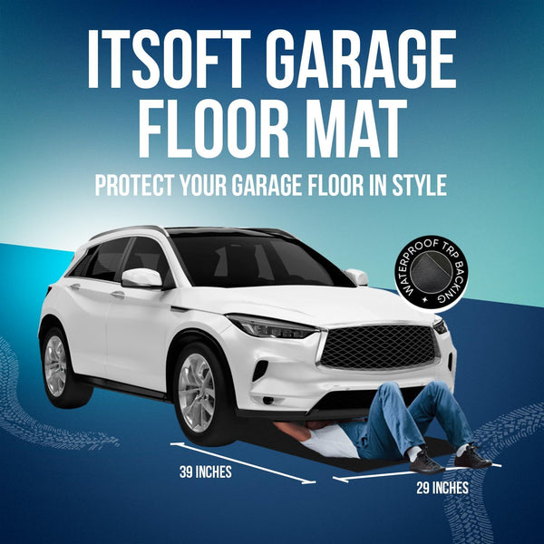 ITSOFT Garage Floor Mat for under Car 3X2.5 Feet, Oil Spill Mat & Mechanic Pad, Oil Drip Pan, Absorbent, Washable, Non Slip & Waterproof Garage Mats