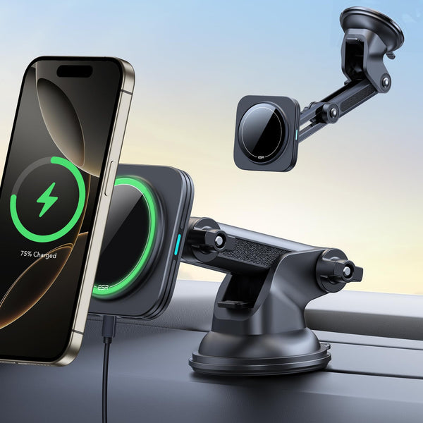 ESR for Qi2 15W Magsafe Car Mount Charger, Qi2-Certified Magsafe Car Charger, Dashboard/Windshield Magnetic Wireless Charging, Car Phone Mount for