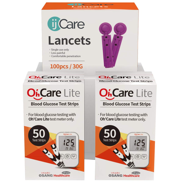 OhâCare Lite Blood Sugar Testing Monitor â Glucose Test Strips and Lancets for for Blood Testing â Accurate and Affordable Diabetic Supplies