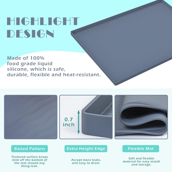 Waterproof Silicone under Sink Mat 31'' X 22'' Shelf Liner for Kitchen and Bathroom, Cabinet and Counter Protector, Storage and Organizers, Litter