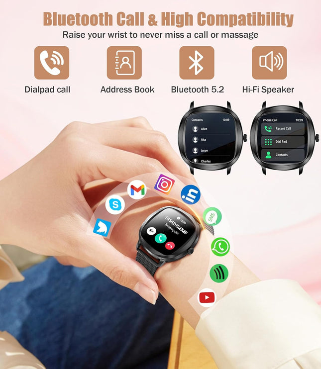Women'S Smart Bracelet/Smart Watch, 1.72-Inch Display, IP68 Waterproof Sport Bracelet, One-Touch Bluetooth Calling, Fitn