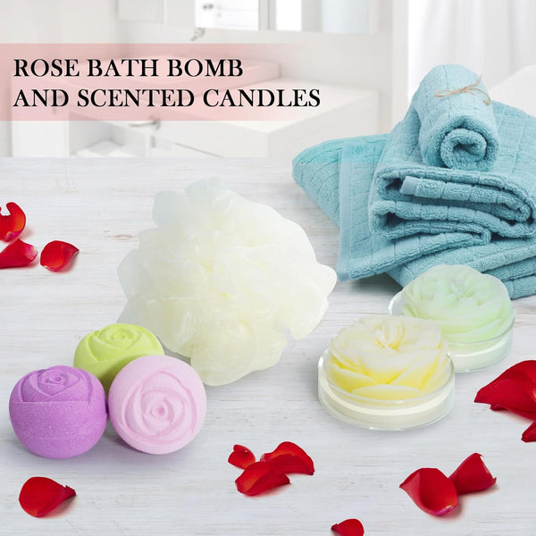 Bath Bombs for Women - 30 Pcs Handmade Natural Essential Oils Rose Bath Bombs, Home Spa Fizzies Bubble Bath, Birthday Gifts for Women Her Self