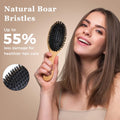 BLACK EGG Boar Bristle Hair Brush for Women Men Kid, Soft Natural Bristles Brush for Thin and Fine Hair, Restore Shine and Texture, Set Includes