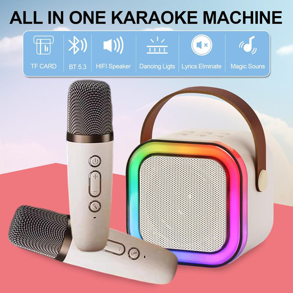 Karaoke Machine for Kids, Kids Karaoke Machine Gifts for Girls and Boys Family Party, Kids Karaoke Machine for Girls with 2 Wireless Microphones,