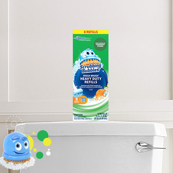Scrubbing Bubbles Toilet Bowl Wand Cleaner Refills, Fresh Brush Heavy Duty Cleaner Toilet Refill Pads, Removes Limescale & Odors, Citrus Scent, 8