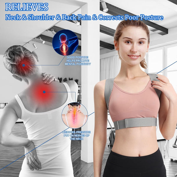 Posture Corrector for Women and Men, Adjustable Back Straightener, Upper Back Support Brace, Hunchback Posture Corrector - Relieves Neck,