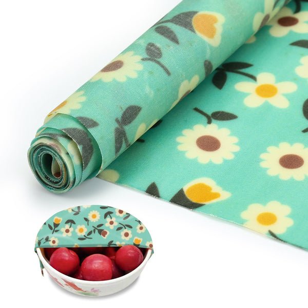 Beeswax Wraps for Food, Large 39.4'' X 13'', Reusable Beeswax Paper Roll for Bread, Sandwich Wrapper, Bowl Covers, White Flower