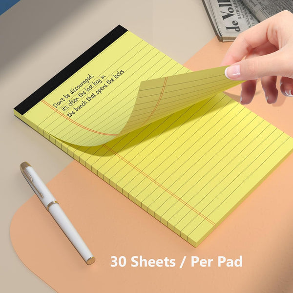 4 Pack Note Pads 5 X 8 Inch Yellow Legal Pads 5" X 8" College Ruled Writing Pads 80Gsm Recycled Yellow Paper Notepad Small Legal Pads Perforated