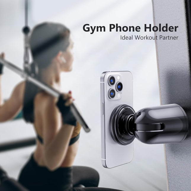 Miikare Dual Magnetic Phone Holder for Magsafe, Strong Magnets Gym Phone Holder Mount, 360 Rotation Adjustable, Hands Fr