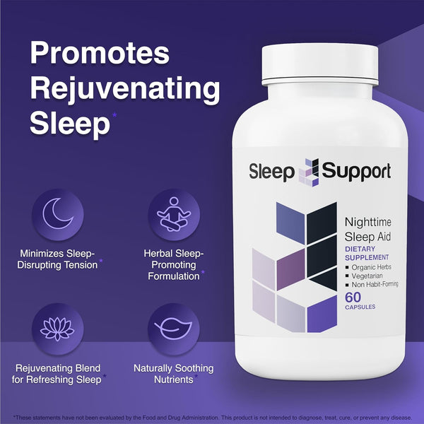 Sleepsupport - Natural Sleep Aid for Adults to Help Promote Calm and Relaxation - Organic Sleep Supplement with Ashwagandha, Valerian Root,