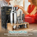Cocktail Shaker Set, Mixology Bartender Kit 10-Piece Bar Tool Set with Stylish Bamboo Stand, Bar Kit: Matini Shaker Mixing Spoon Muddler Jigger