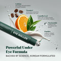 Wolf Project under Eye Roller - Korean Beauty, with Caffeine, Vitamin C and Peptides - Energizing Serum for Dark Circles and Puffiness, Fine