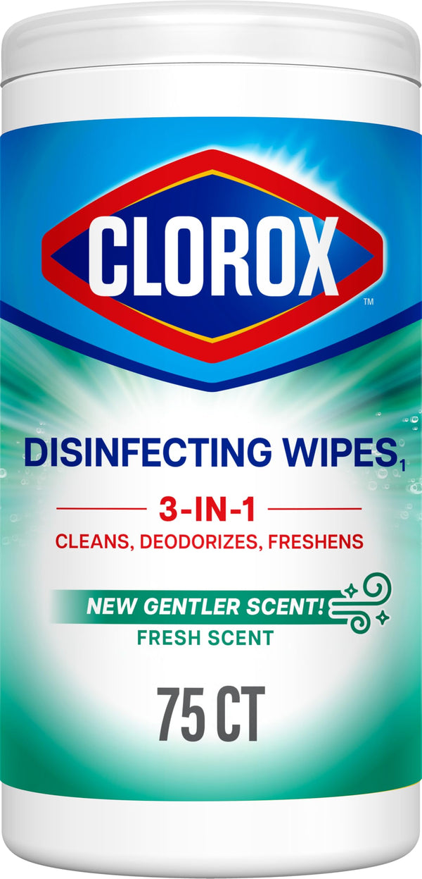 Clorox Disinfecting Wipes, Bleach Free Cleaning Wipes, Fresh Scent, 75 Count (Package May Vary)