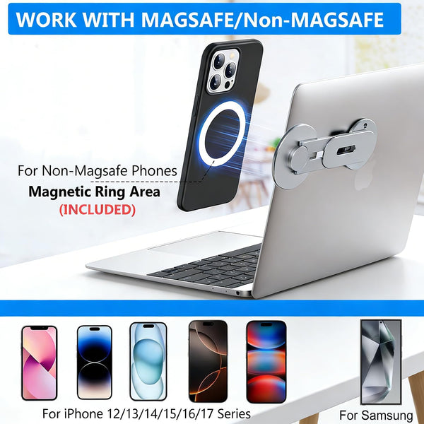 Magnetic Phone Holder for Laptop for Magsafe for Iphone 16/15/14/13/12 & All Phones, 180Â°Adjustable Phone Side Mount for Computer Monitor for