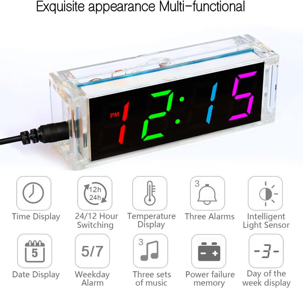 EIELE Soldering Practice Kit Color Changing Clock Electronic Learning Kit for Soldering Enthusiasts