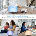 Diffuserlove Essential Oil Diffuser 500ML Aromatherapy Diffuser Mist Humidifiers 7 Color LED Lights Diffusers for Home Office Bedroom (Size:6.7" L
