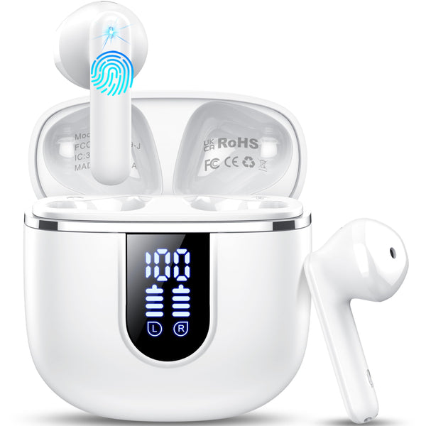 Wireless Earbuds, Bluetooth 5.4 Headphones in Ear Buds, Hifi Stereo Wireless Earphones with 4 ENC Noise Cancelling Mics, 40H Headphones with IP7