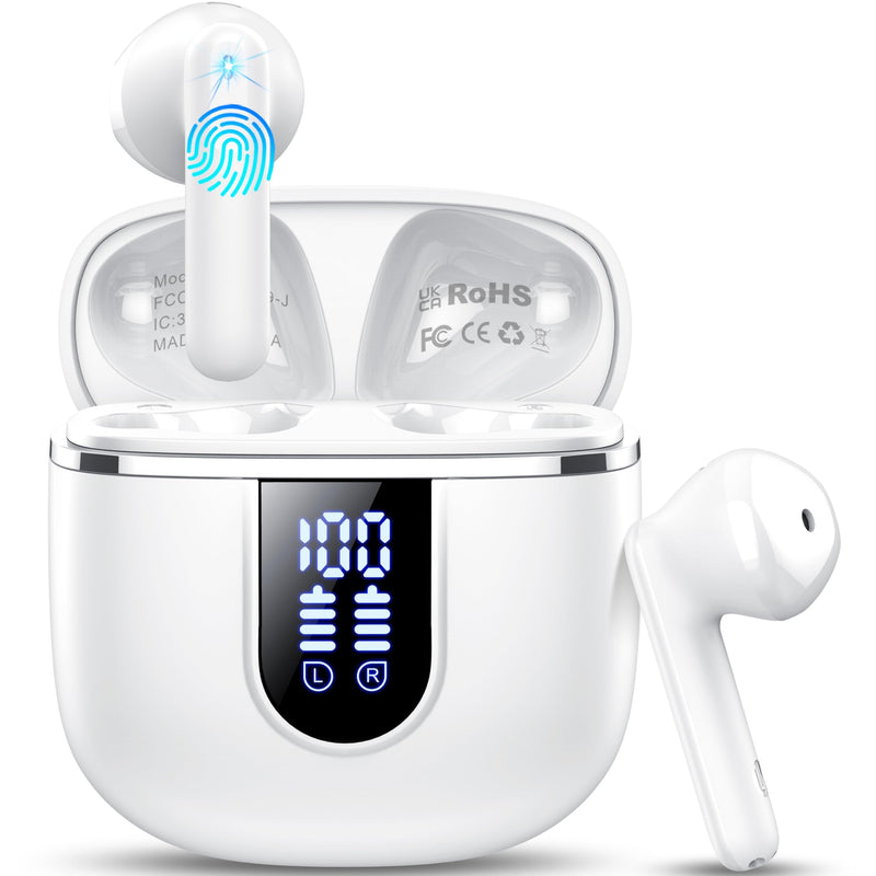 Wireless Earbuds, Bluetooth 5.4 Headphones in Ear Buds, Hifi Stereo Wireless Earphones with 4 ENC Noise Cancelling Mics, 40H Headphones with IP7