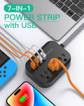 Cruise Ship Essentials - Mifaso Power Strip with USB, Mountable Flat Plug Power Strip with 3 Outlets 4 USB Ports(Smart 3.1A), 5Ft Braided