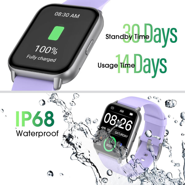 Smart Watch (Answer/Make Call) for Women Men, Fitness Tracker with Heart Rate, Blood Oxygen, Sleep Tracker, IP68 Waterproof Fitness Watch Step