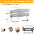 Magnetic Plastic Wrap Dispenser with Cutter - Refillable Aluminum Tin Foil and Plastic Wrap Organizer for Kitchen, Quasziwa Upgraded 3 in 1 Paper