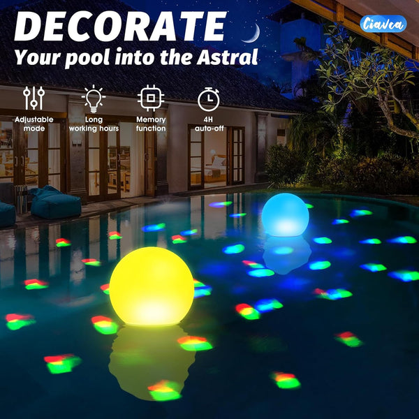 Rechargeable Floating Pool Lights, 6 Inch Light up Pool Balls with Underwater Lights Show, Color Changing LED Pool Light That Float, IP68