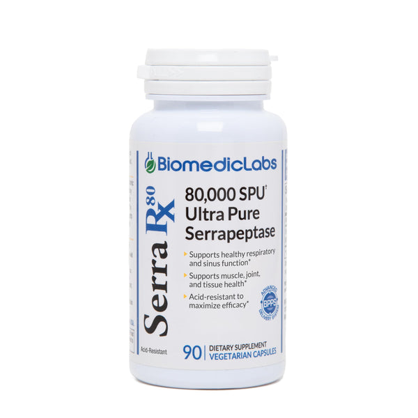 Serra-Rx 80,000 SPU Serrapeptase - Acid-Resistant Proteolytic Systemic Enzyme, Non-Gmo, Gluten Free, Vegan, Supports Sinus & Lung Health, 90 Veg