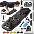 Push up Board,Home Gym,Portable Exercise Equipment,Pilates Bar and 20 Fitness Accessories with Resistance Bands and Ab Roller Wheel,Full Body