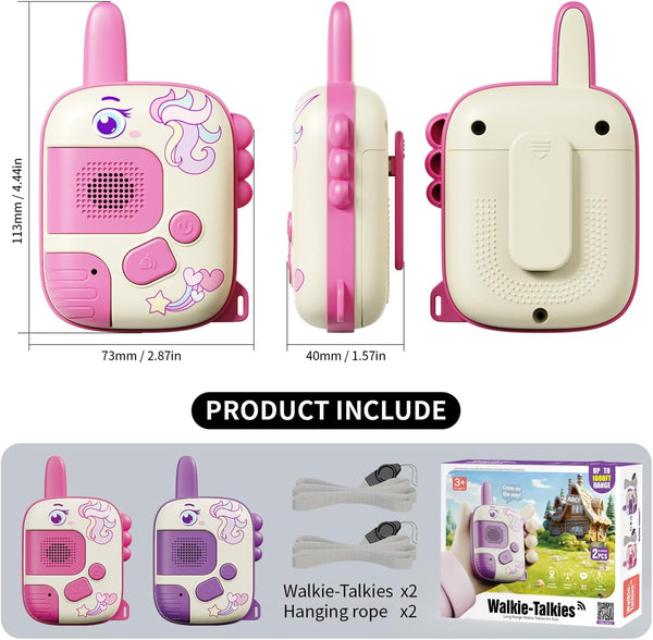 Walkie Talkies Toys for Girls:Unicorn Toys 2 Pack Birthday Gifts for 3 4 5-7 8 Year Old Girls Toy for 4 5 6 7 8-10 Year Old Camping Outdoor