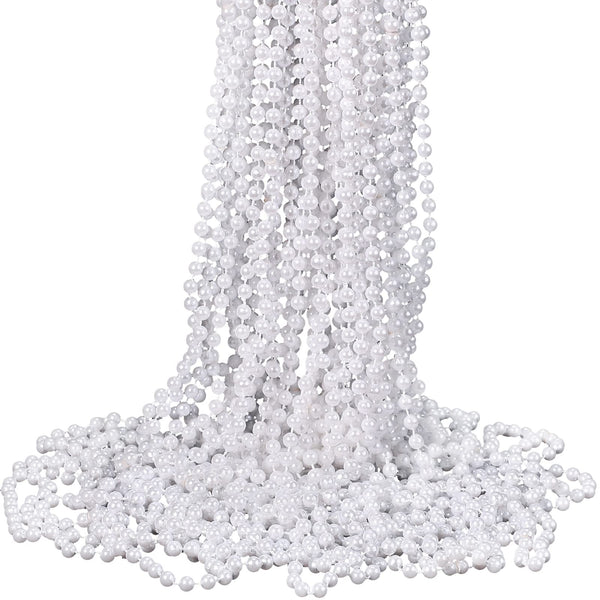 Sureio 36 Pack Long Pearl Necklace Fake Pearl Necklace Bulk Costume Jewelry for Women 1920S White Faux Beaded Strand Layered Accessories for